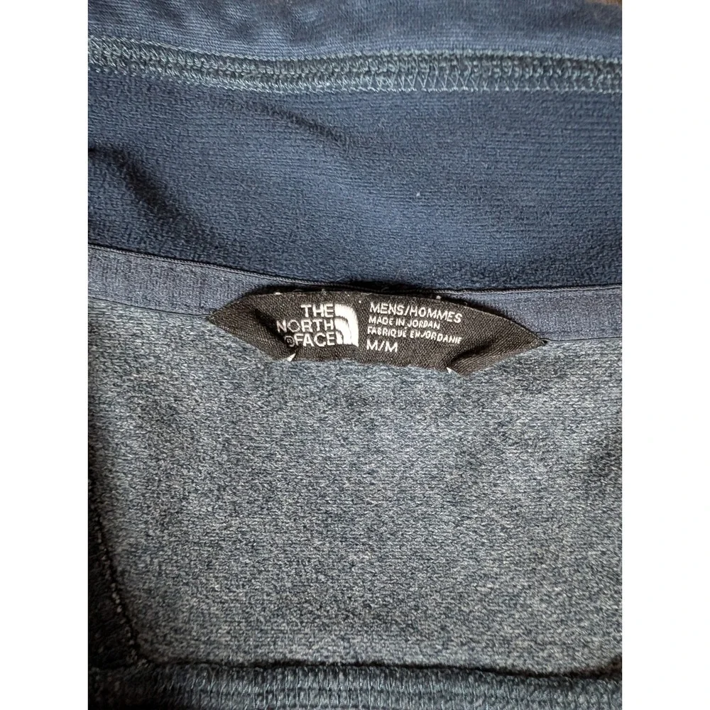 The North Face Mens 1/4 Zip Pullover Heather Grey Navy Blue Orange Logo 5581